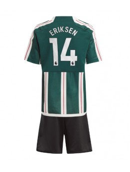 Billige Manchester United Christian Eriksen #14 Bortedraktsett Barn 2023-24 Kortermet (+ Korte bukser)